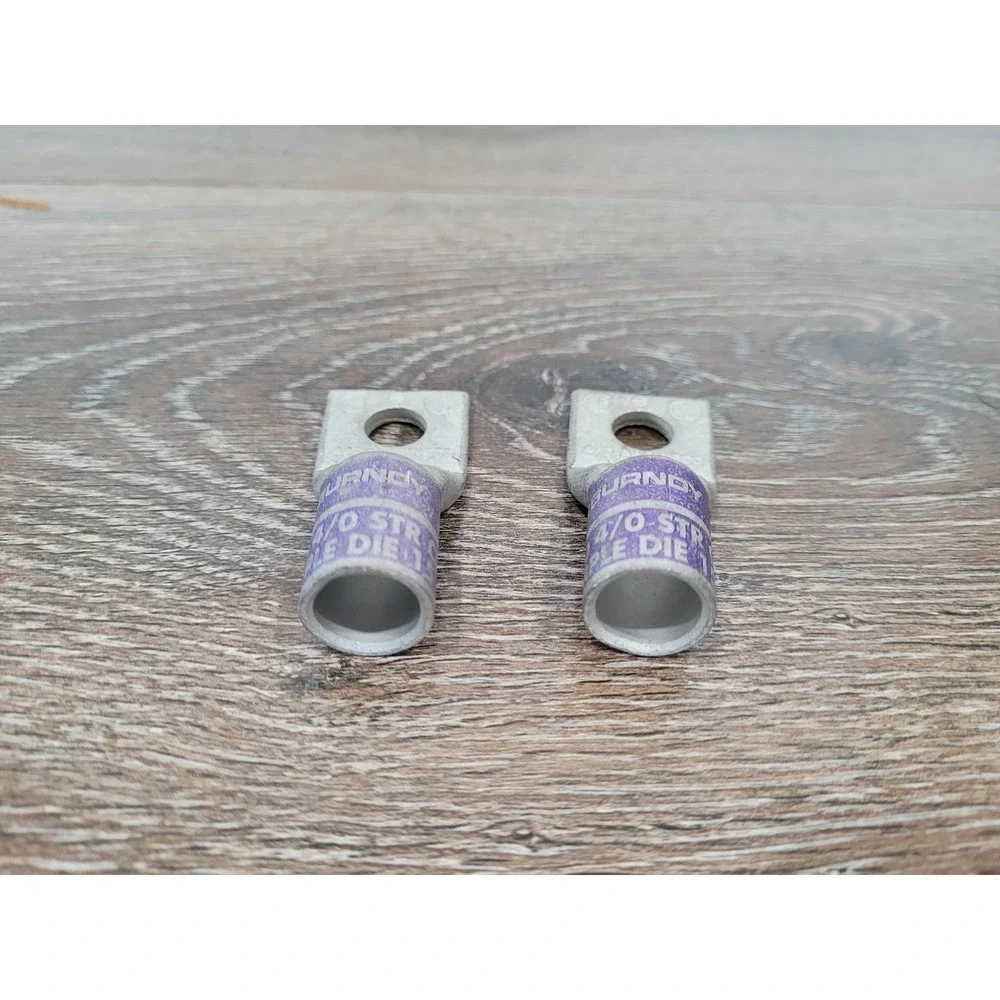 BURNDY 4/0 Copper Crimp Lug Terminal Purple 1 Hole Compression‎ 3/8 inch #L